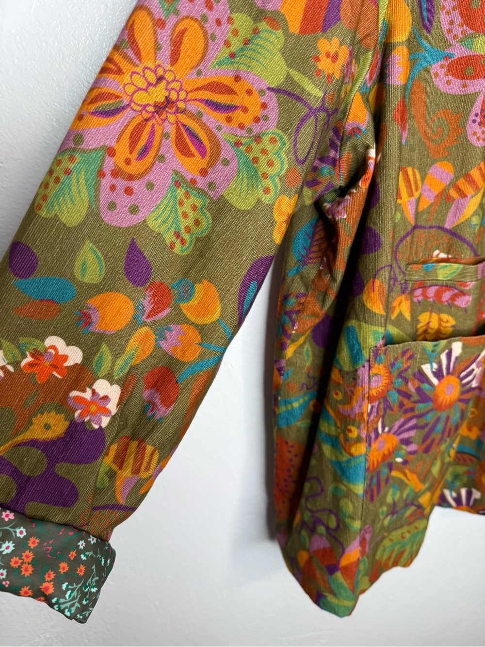Ivy Jane Floral Patchwork Blazer Jacket XL Boho Retro Art to Wear - Picture 5 of 12